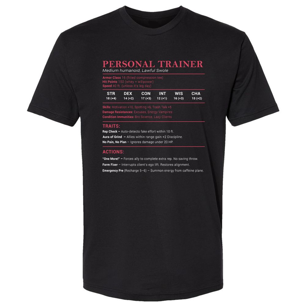 Personal Trainer PT Stats Premium Unisex T-Shirt - Black - 1