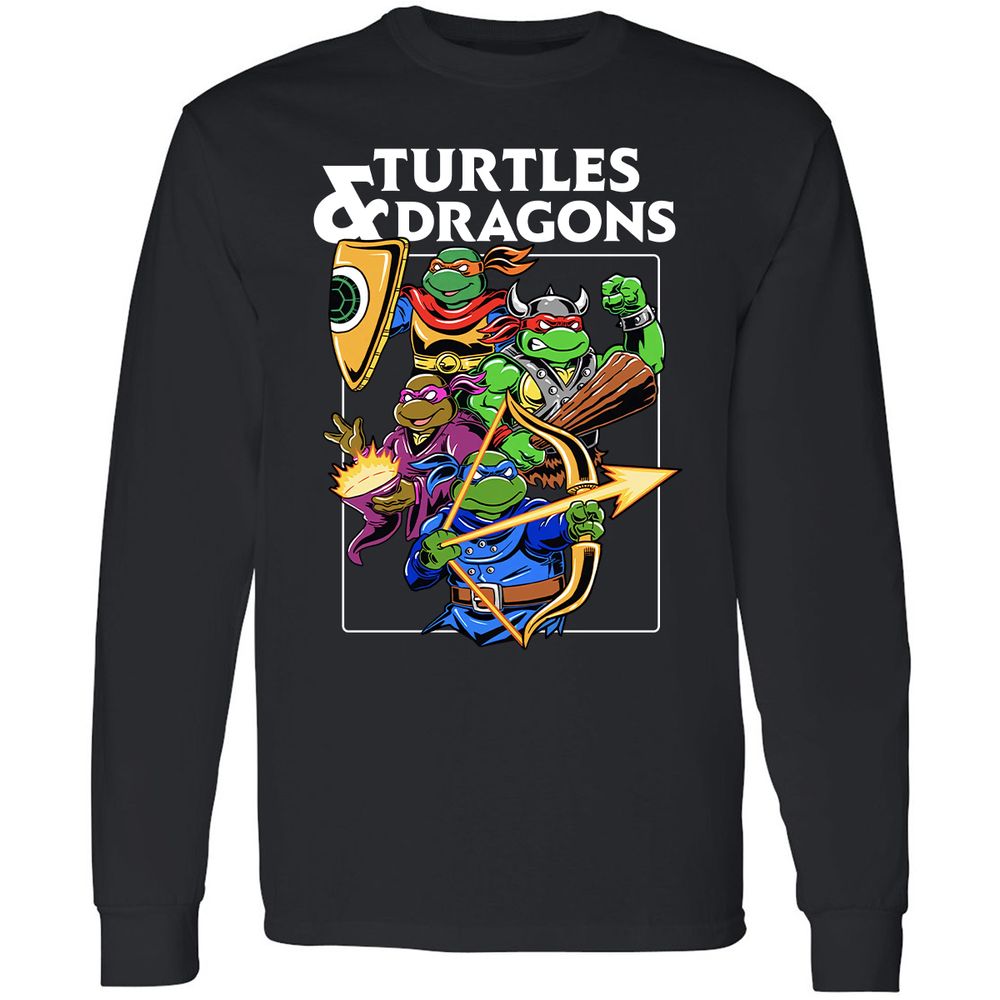 Turtles & Dragons Long Sleeve T-Shirt - Black - 1
