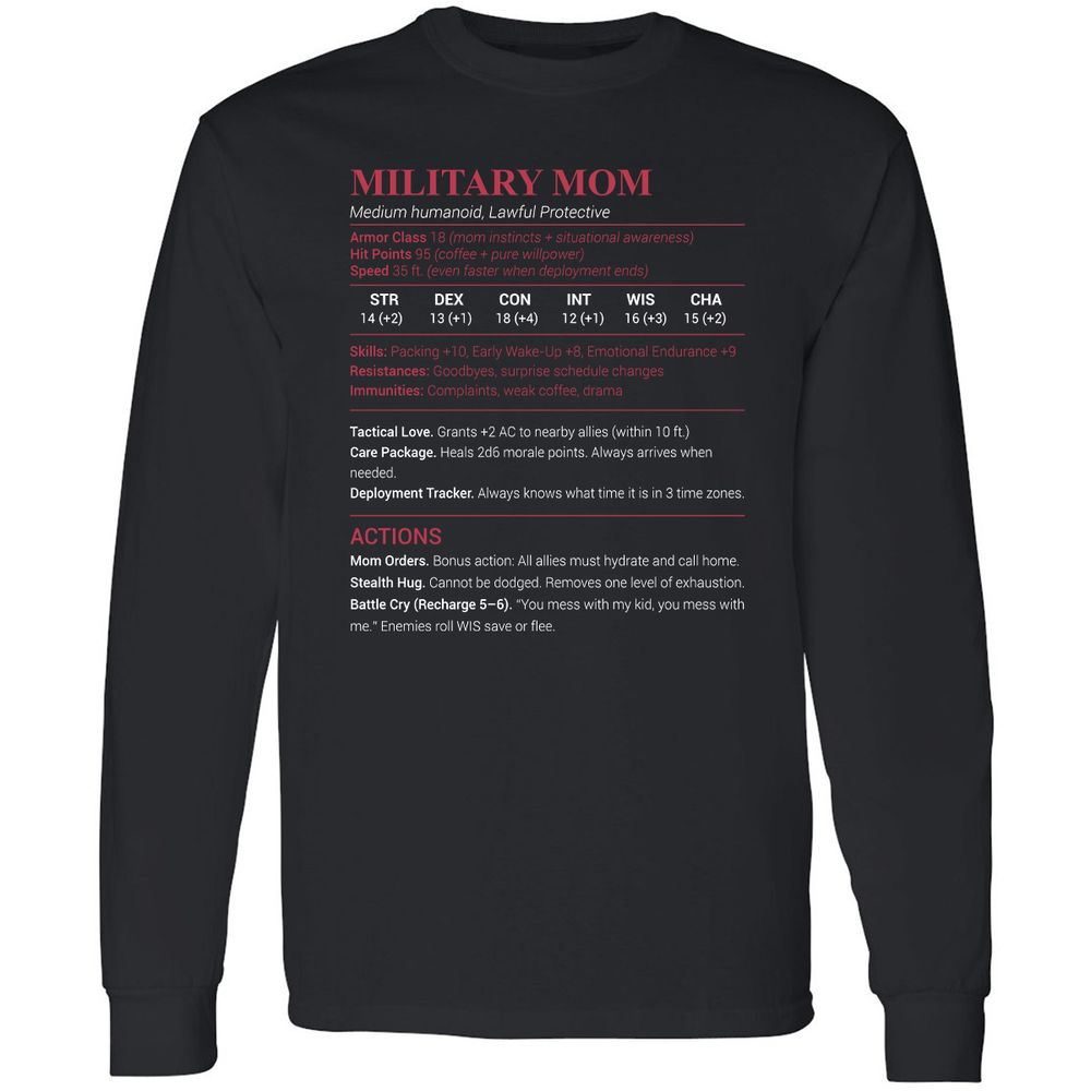 Military Mom Long Sleeve T-Shirt - Black - 1