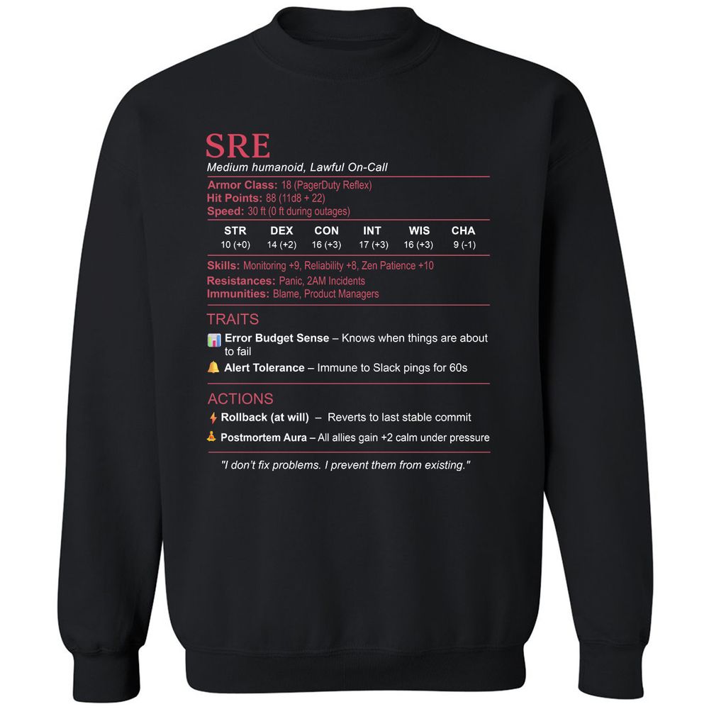 SRE Stats Classic Unisex Sweatshirt - Black - 1