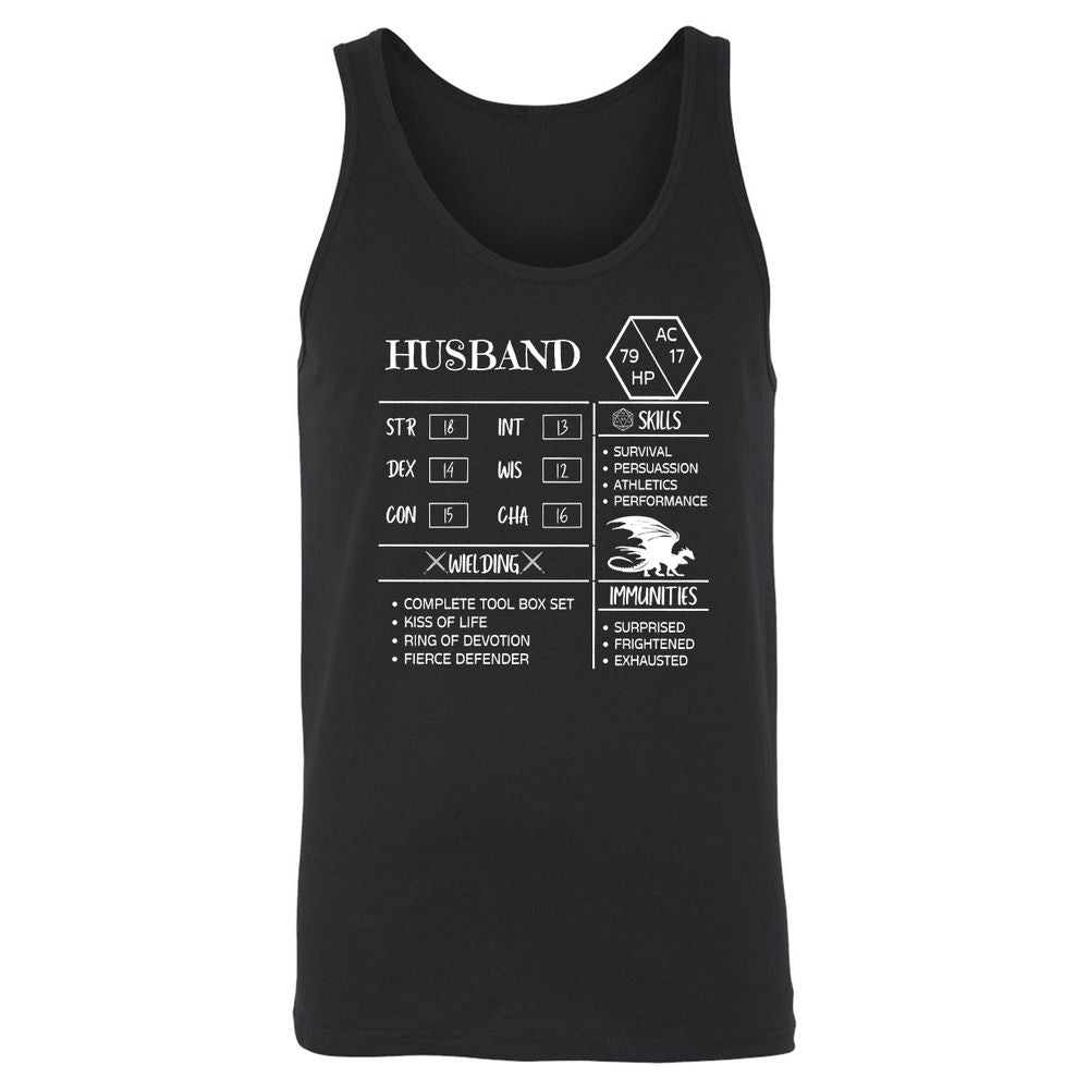 Husband Stats 2 Unisex Jersey Tank - Black - 1