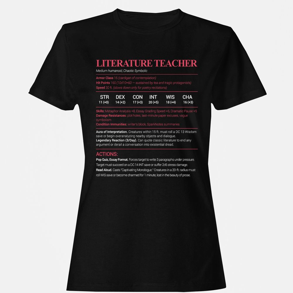 Literature Teacher Women's T-Shirt - Black - 1