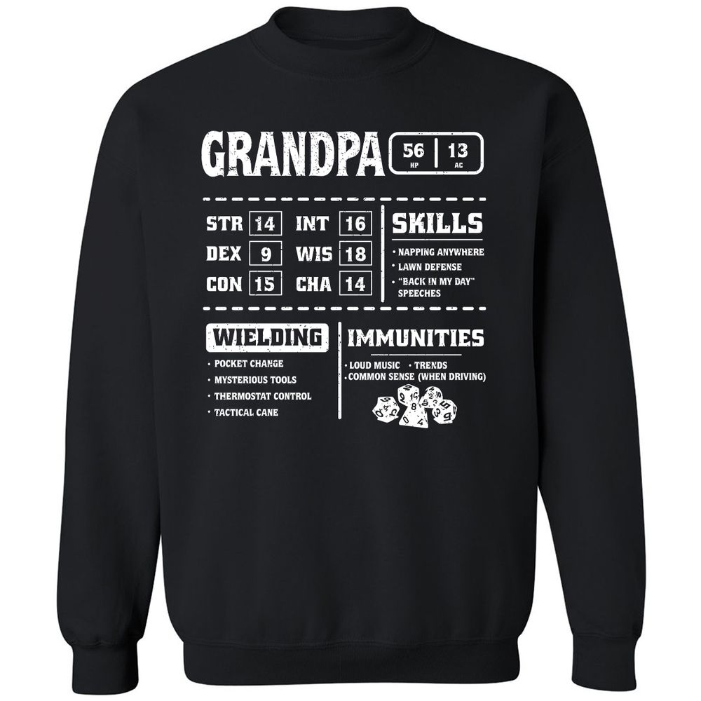 Grandpa Stats 2 Classic Unisex Sweatshirt - Black - 1