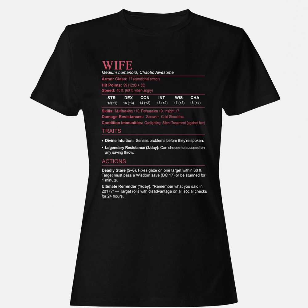 Wife Stats Women's T-Shirt - Black - 1