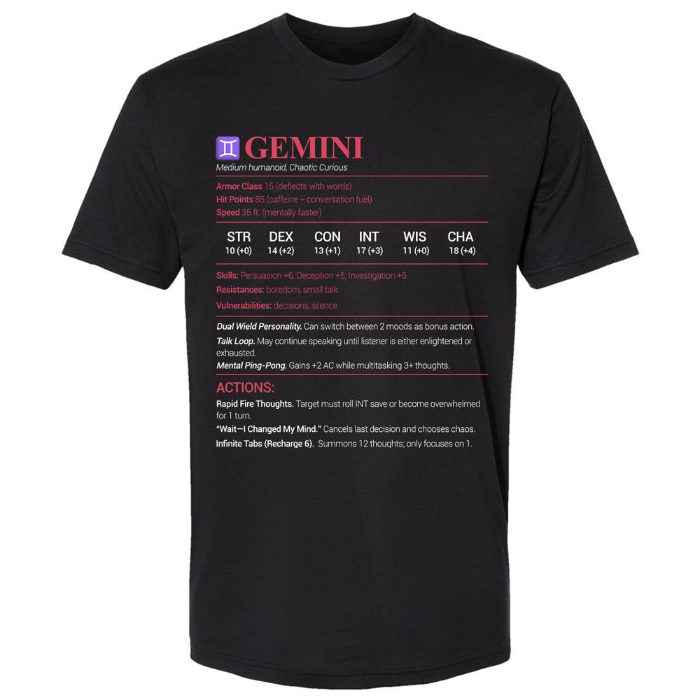 Gemini Stats Premium Unisex T-Shirt - Black - 1