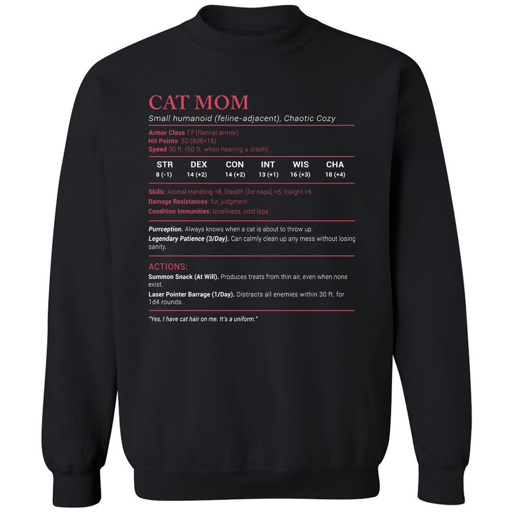 Cat Mom Stats Classic Unisex Sweatshirt - Black - 1