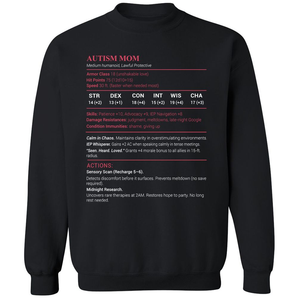 Autism Mom Stats Classic Unisex Sweatshirt - Black - 1