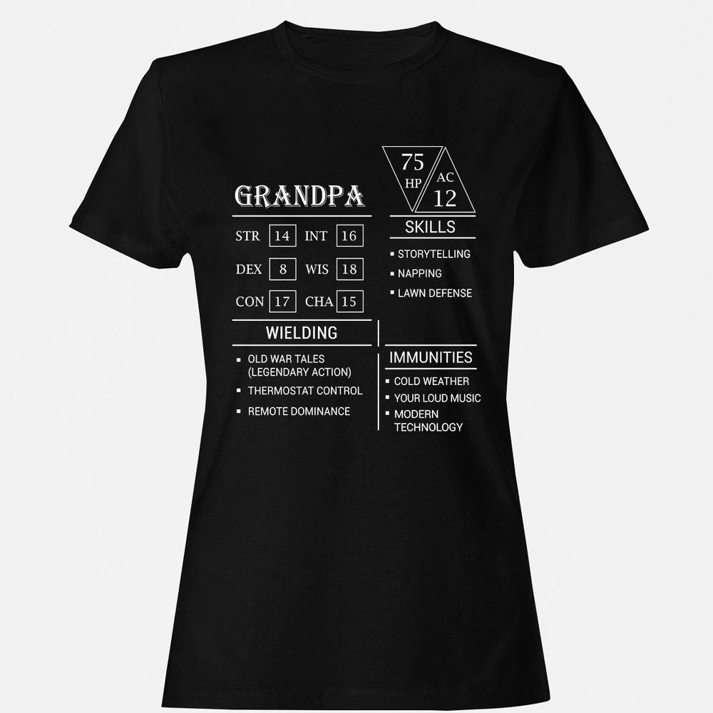 Grandpa Stats Women's T-Shirt - Black - 1