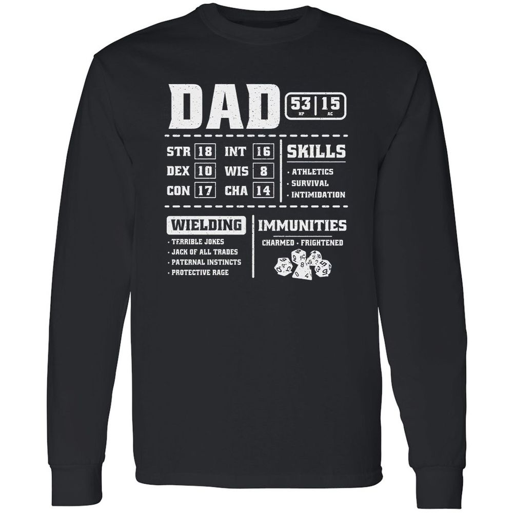 Dad Stat Block 2 Long Sleeve T-Shirt - Black - 1