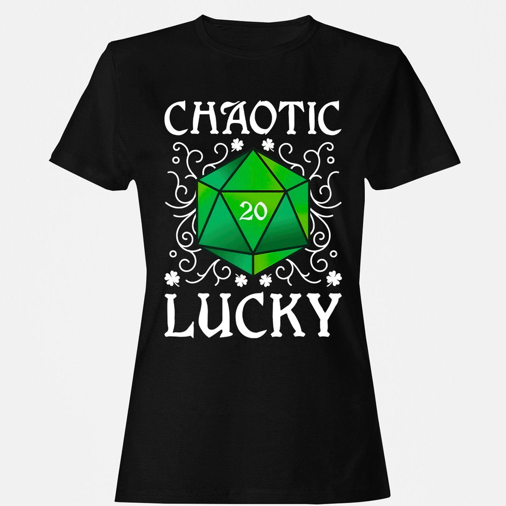 Chaotic Lucky D20 Dice Women's T-Shirt - Black - 1