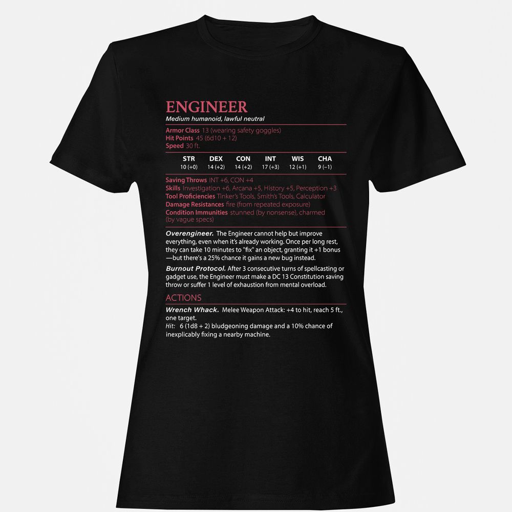 Engineer Stats Women's T-Shirt - Black - 1