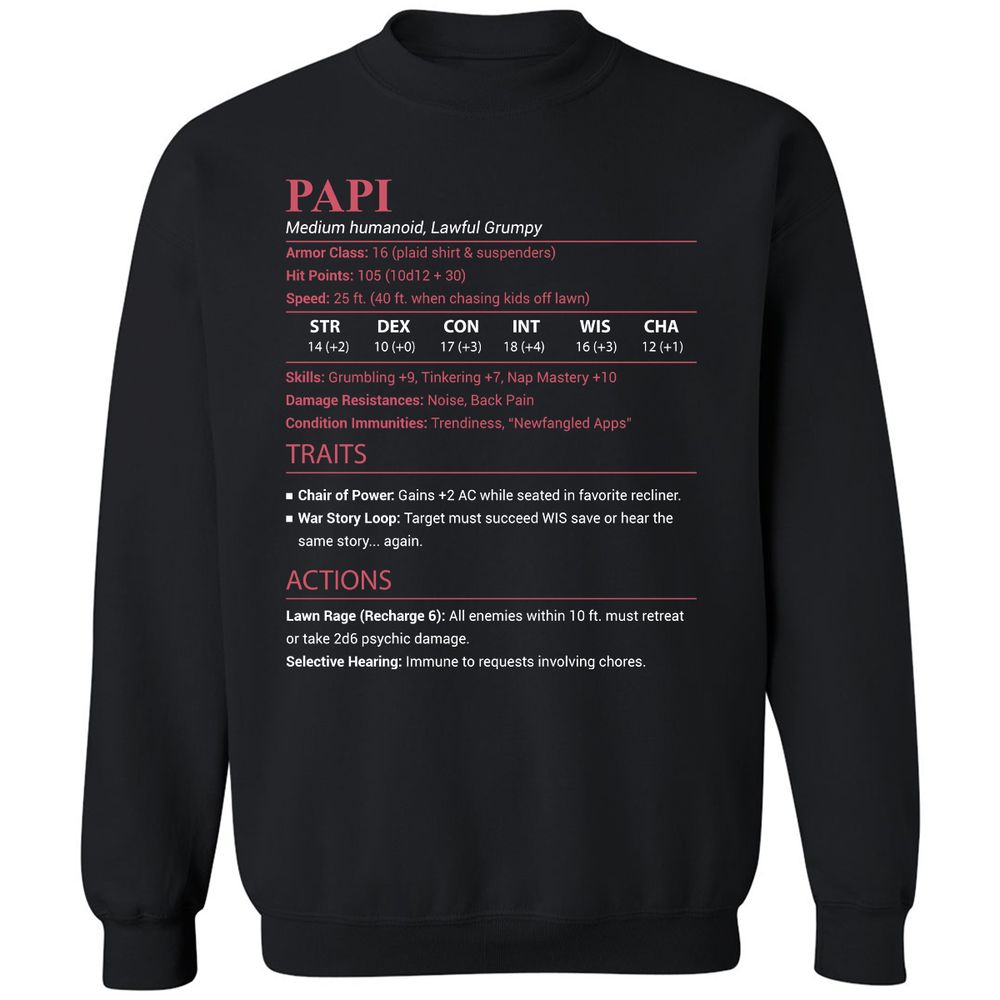 Papi Stats Classic Unisex Sweatshirt - Black - 1