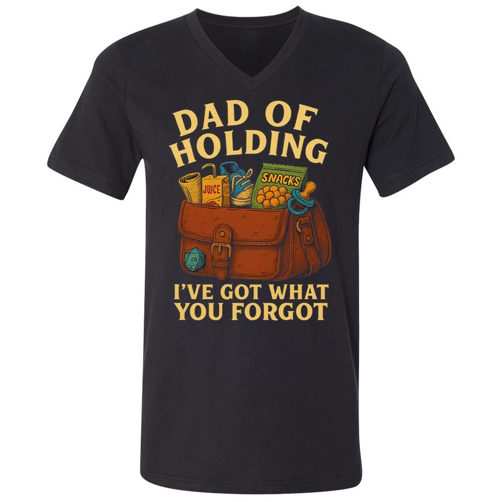 Dad Of Holding Unisex V-Neck T-Shirt - Black - 1