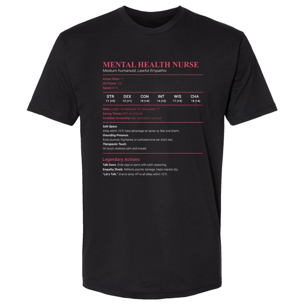Mental Health Nurse Stats Premium Unisex T-Shirt - Black - 1
