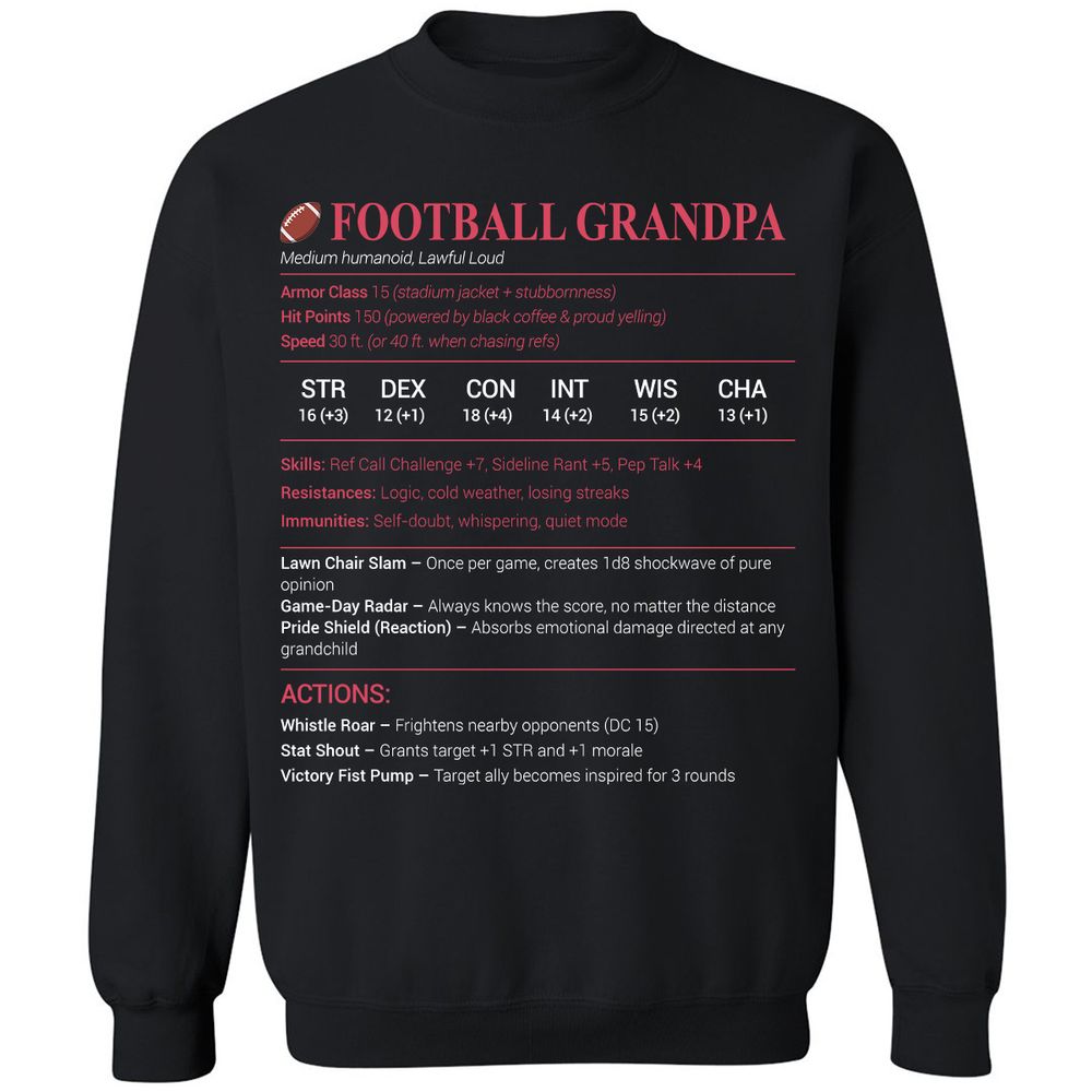 Football Grandpa Classic Unisex Sweatshirt - Black - 1