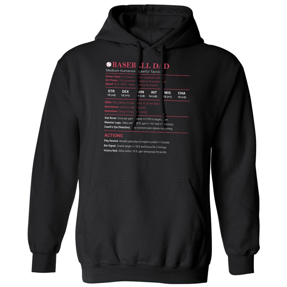 Baseball Dad Classic Unisex Hoodie - Black - 1