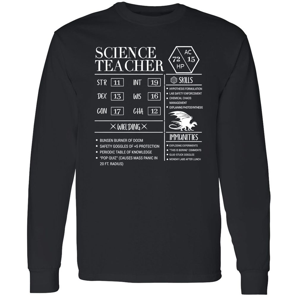 Science Teacher New Long Sleeve T-Shirt - Black - 1