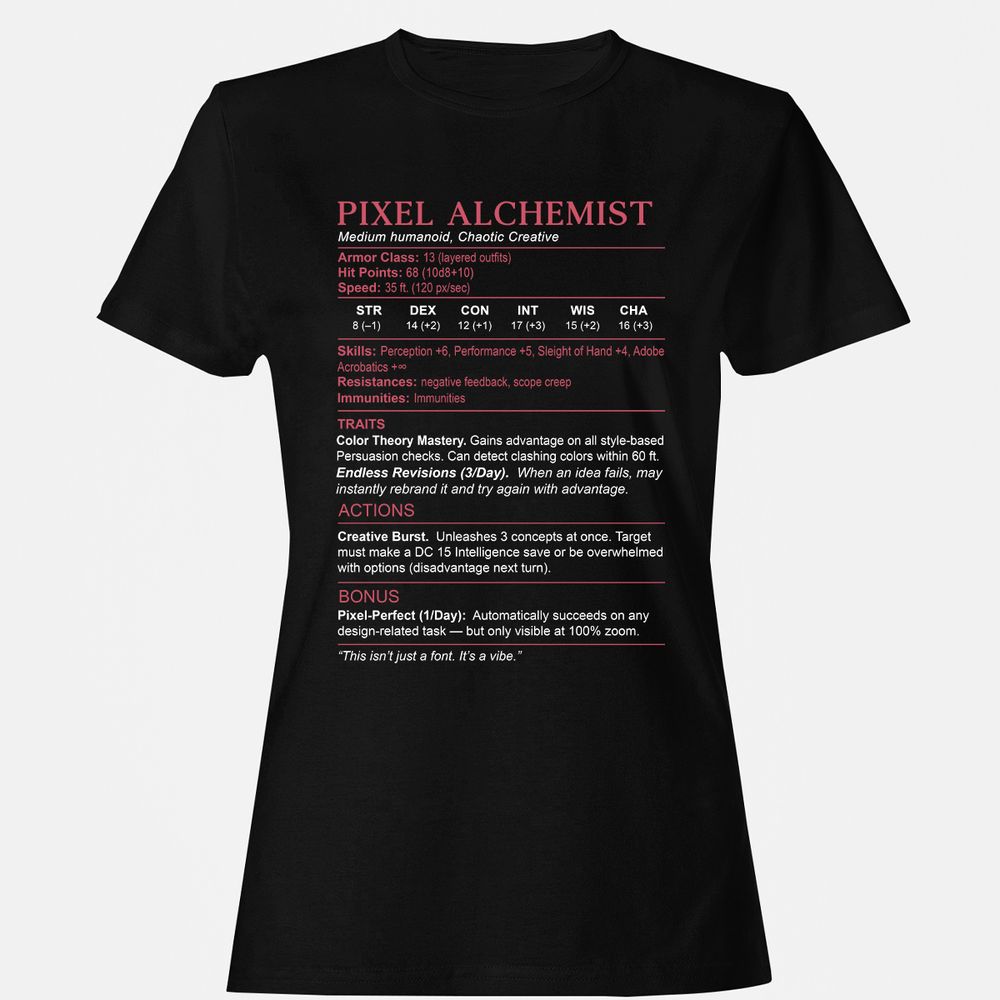 Designer Stats (Pixel Alchemist) Women's T-Shirt - Black - 1