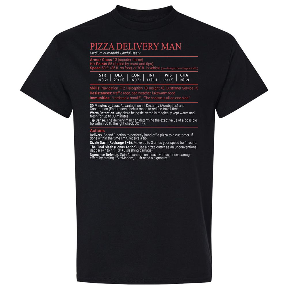 Pizza Delivery Man Stats Block - Black - 1
