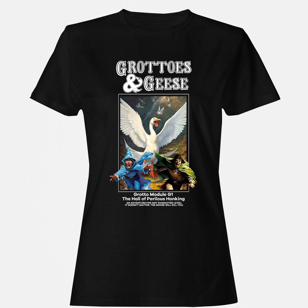 Grottoes & Geese Women's T-Shirt - Black - 1
