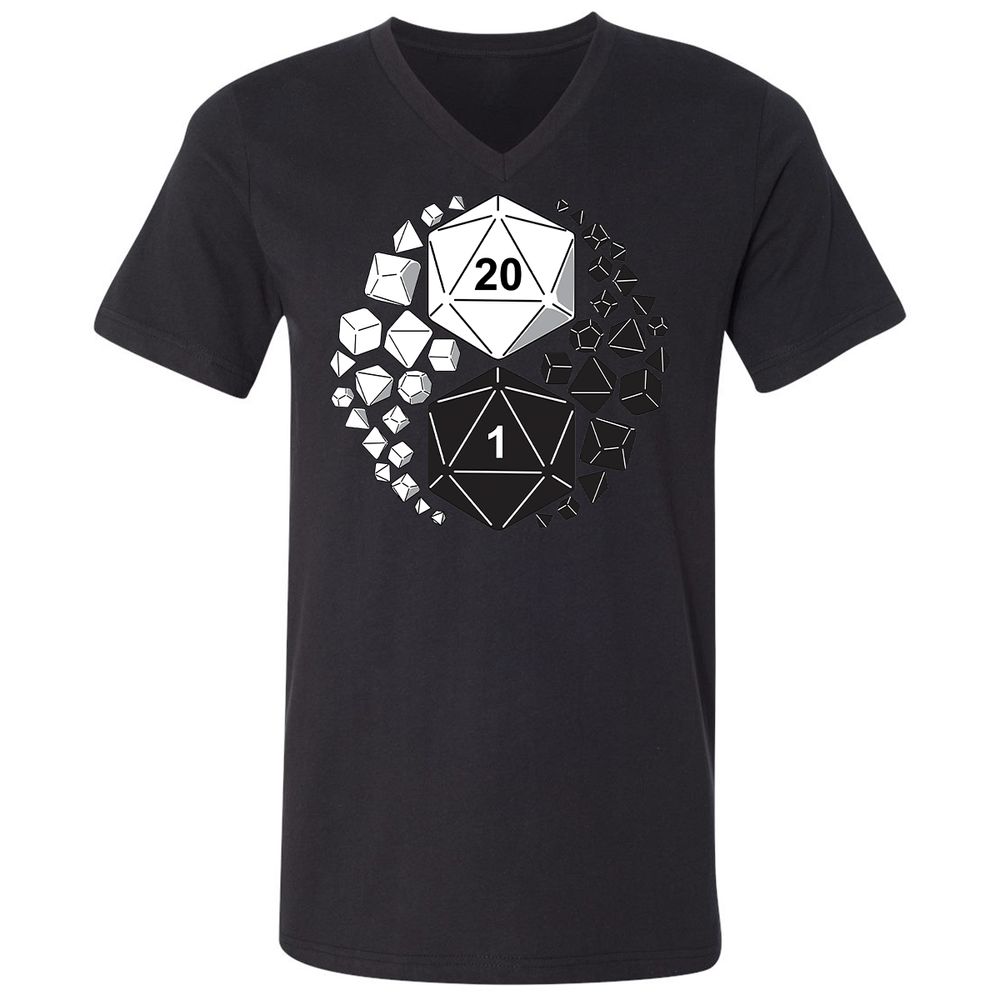 Gaming Yin Yang Unisex V-Neck T-Shirt - Black - 1