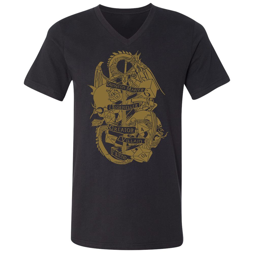Dungeon Master Dragon Unisex V-Neck T-Shirt - Black - 1