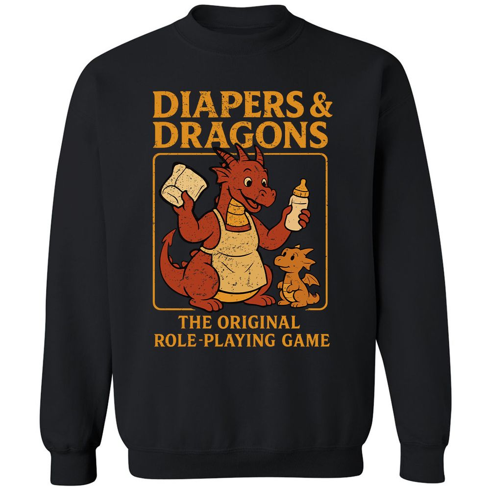 Diapers & Dragons Classic Unisex Sweatshirt - Black - 1