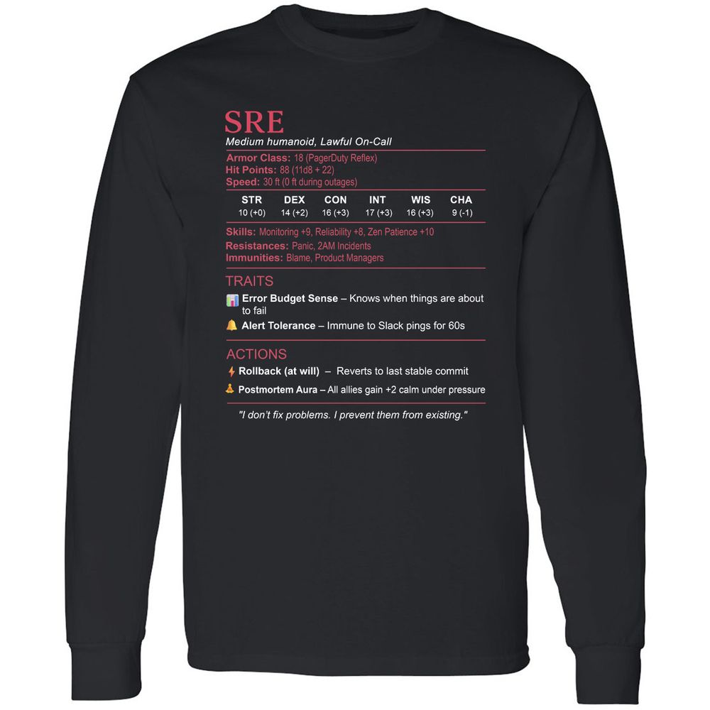 SRE Stats Long Sleeve T-Shirt - Black - 1