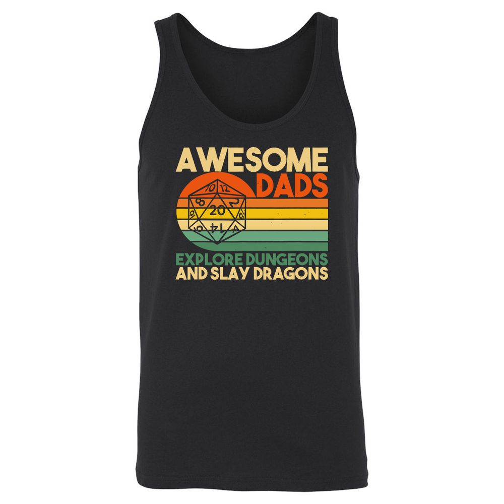 Awesome Dads Explore Dungeons Unisex Jersey Tank - Black - 1