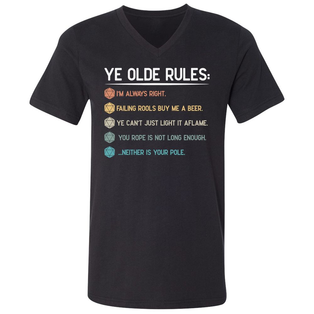 Dungeon Master Rules – Ye Olde RPG Unisex V-Neck T-Shirt - Black - 1