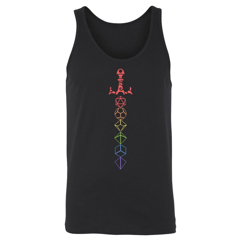 Rainbow Dice Sword LGBT Unisex Jersey Tank - Black - 1