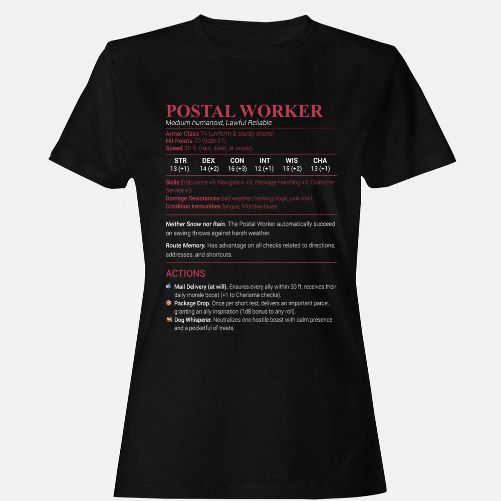 Postal Worker Women's T-Shirt - Black - 1