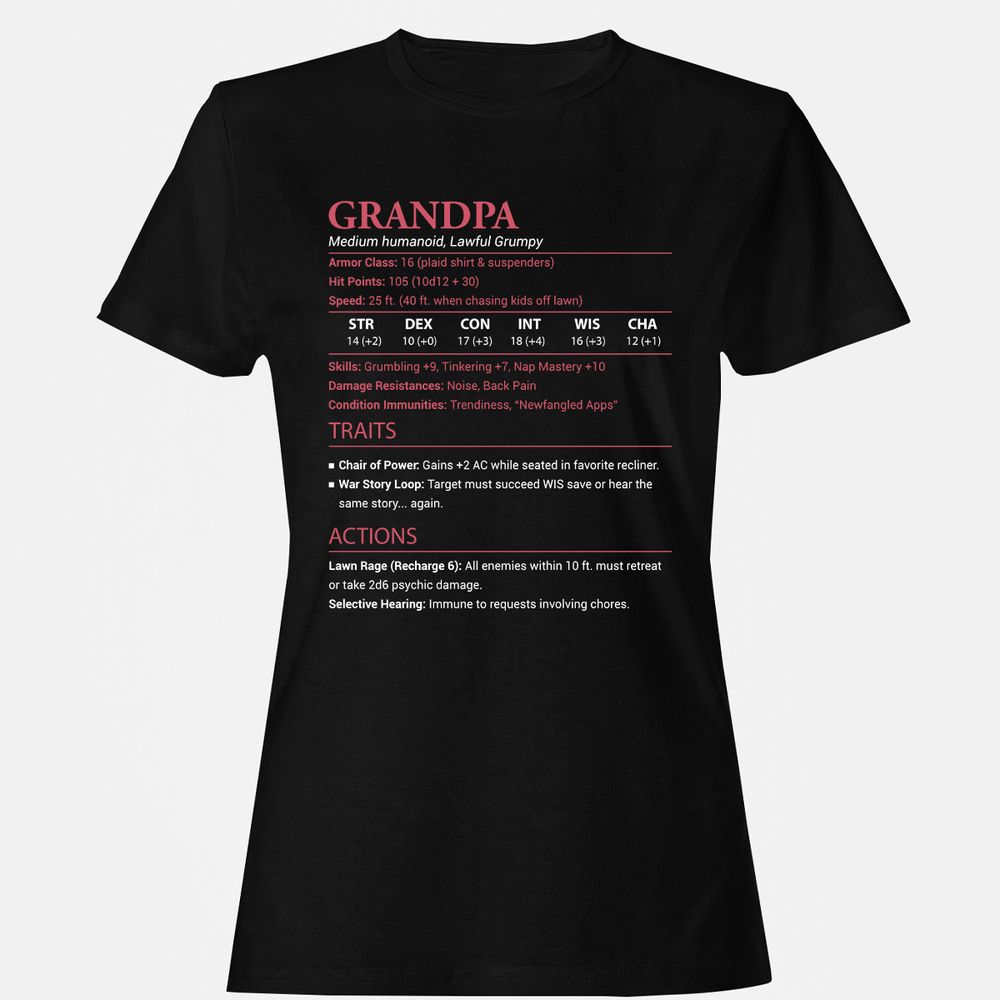 Grandpa Stats Women's T-Shirt - Black - 1