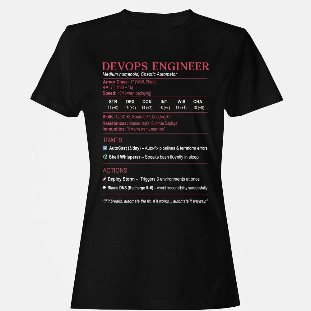 DevOps Engineer Stats Women's T-Shirt - Black - 1