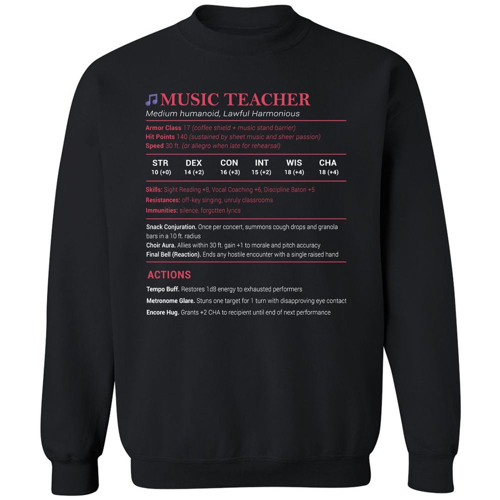 Music Teacher Classic Unisex Sweatshirt - Black - 1