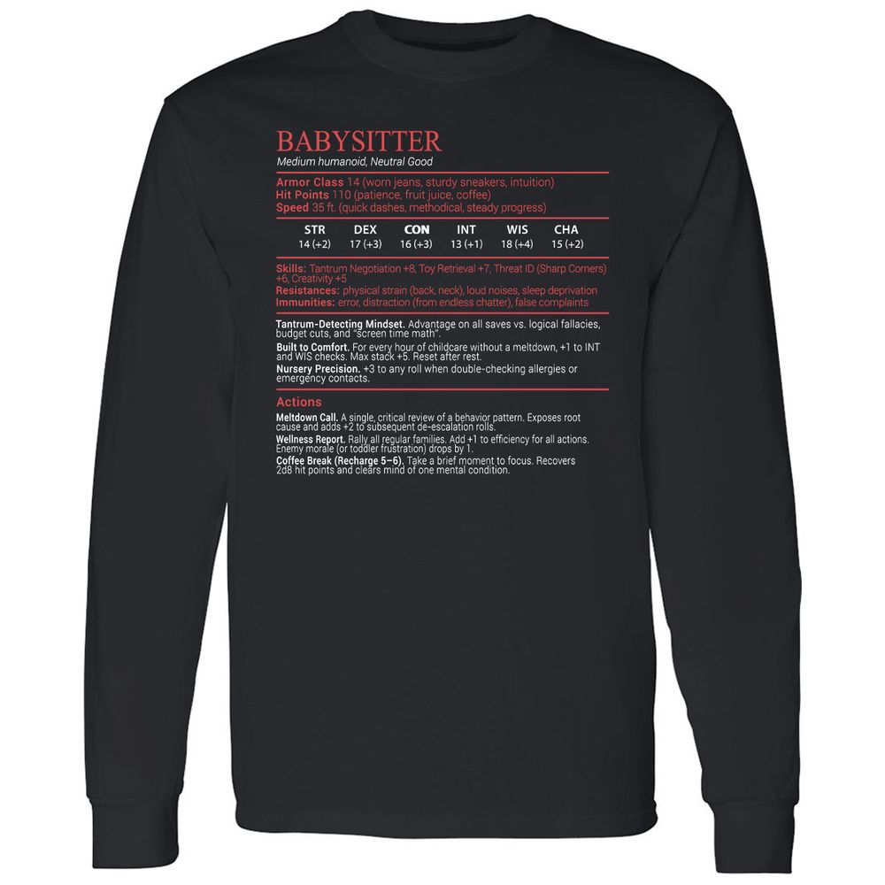 Baby Sitter Stats Block - Black - 1