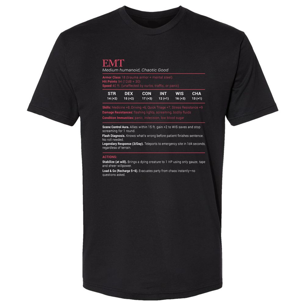 EMT Stats Premium Unisex T-Shirt - Black - 1