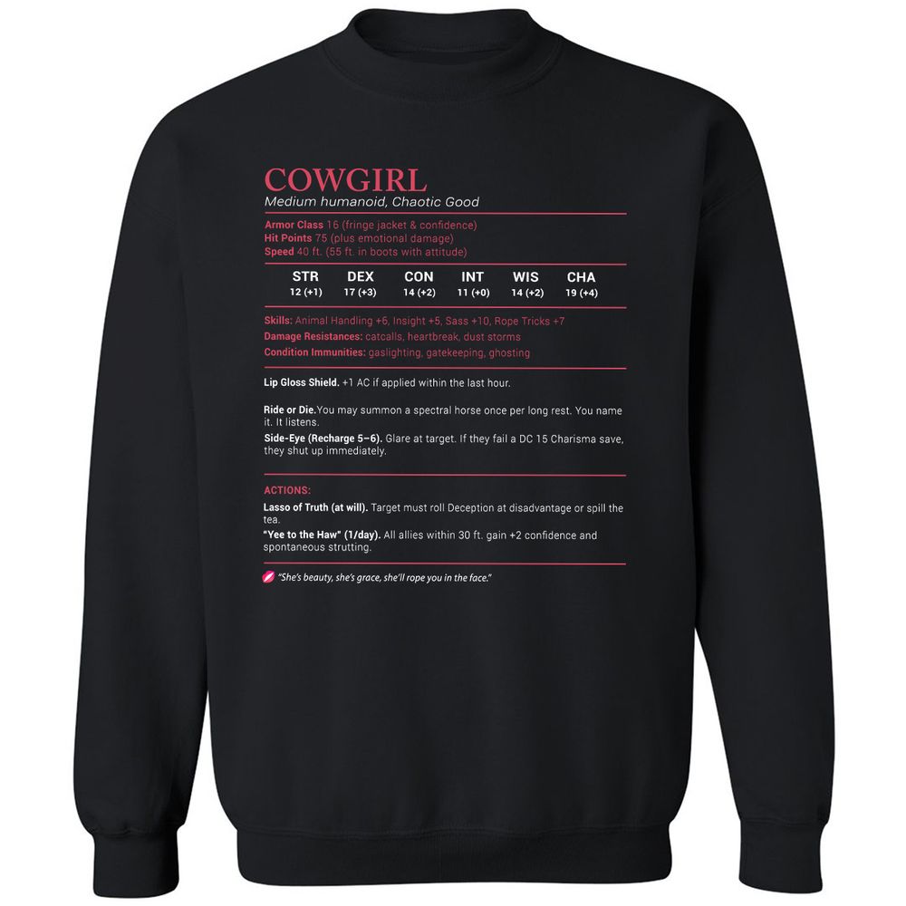 Cowgirl Stats Classic Unisex Sweatshirt - Black - 1