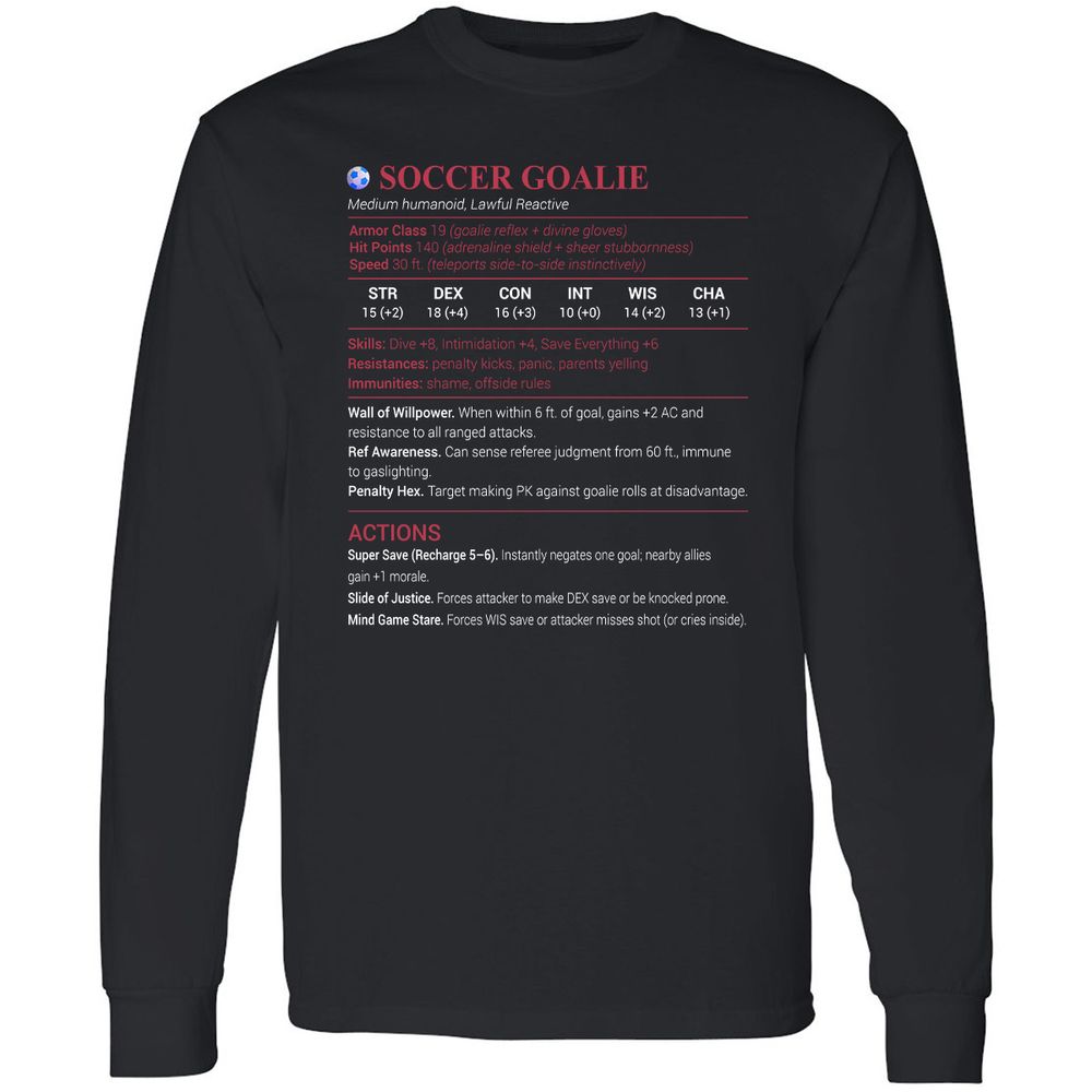 Soccer Goalie Long Sleeve T-Shirt - Black - 1