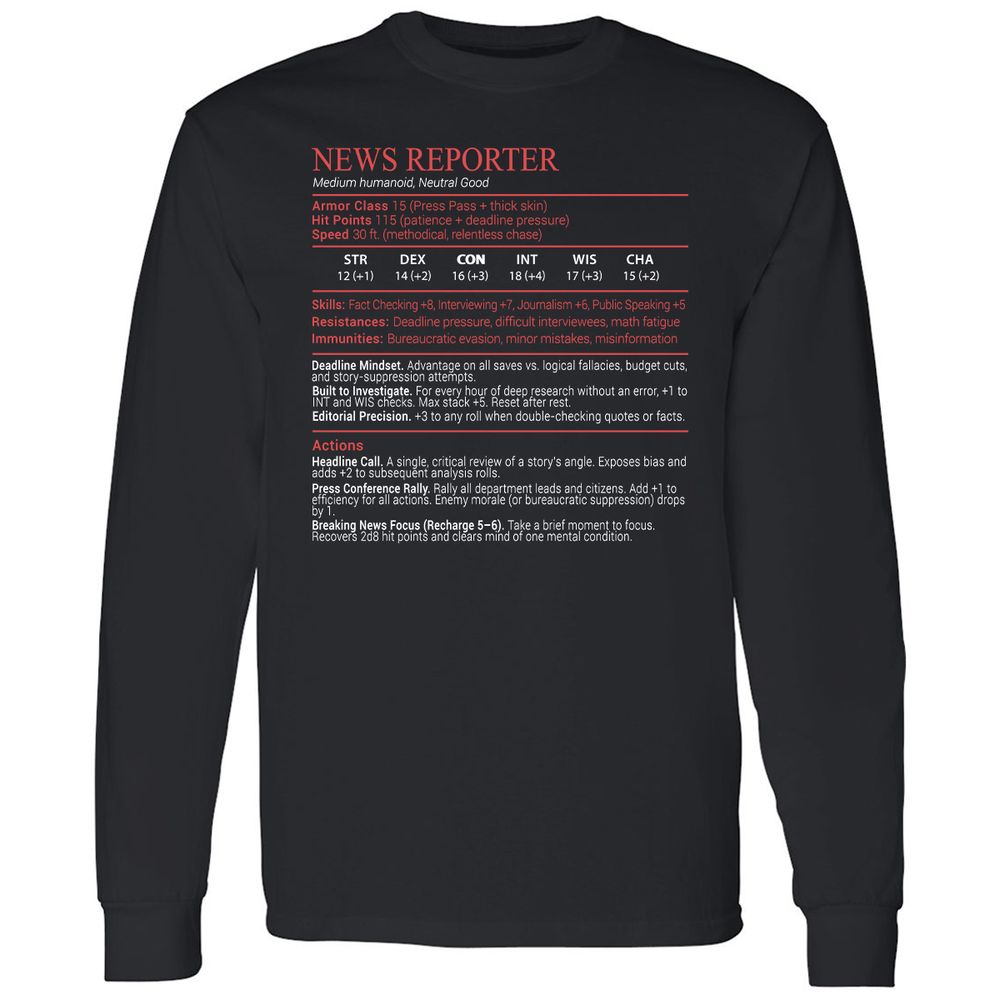 News Reporter Stats Block - Black - 1