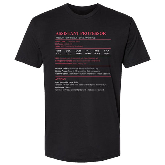 Assistant Professor Stats Premium Unisex T-Shirt - Black - 1