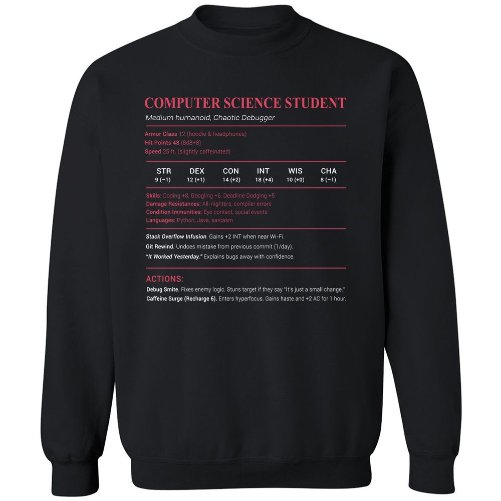 Computer Science Student Classic Unisex Sweatshirt - Black - 1