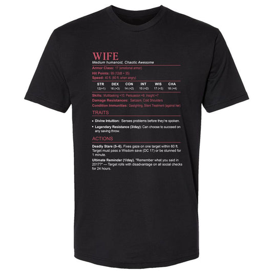 Wife Stats Premium Unisex T-Shirt - Black - 1