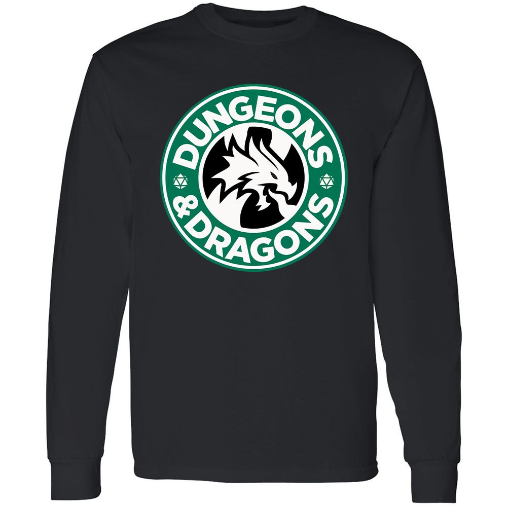 D&D Coffee Long Sleeve T-Shirt - Black - 1