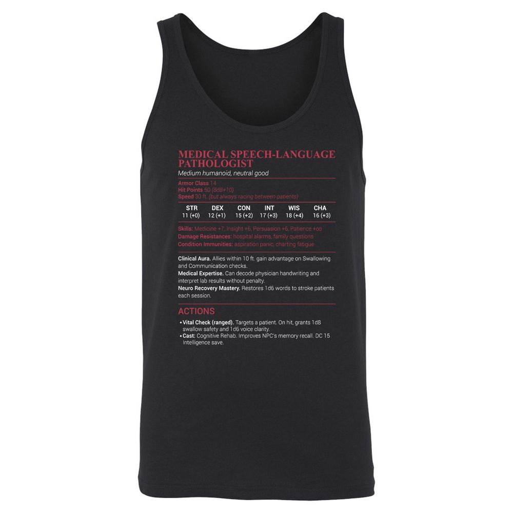 Medical SLP Unisex Jersey Tank - Black - 1