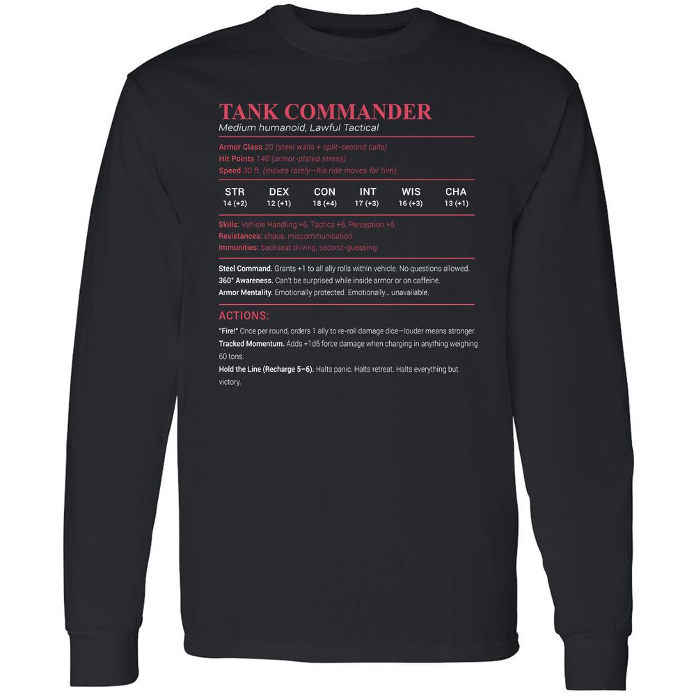 Tank Commander Long Sleeve T-Shirt - Black - 1