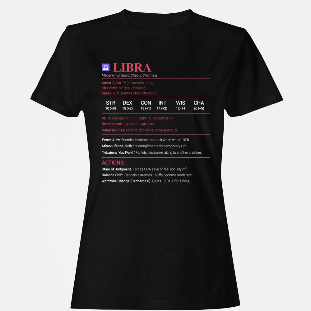 Libra Stats Women's T-Shirt - Black - 1