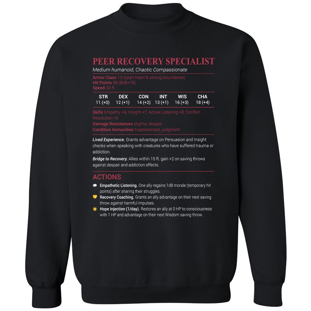 Peer Recovery Specialist Classic Unisex Sweatshirt - Black - 1