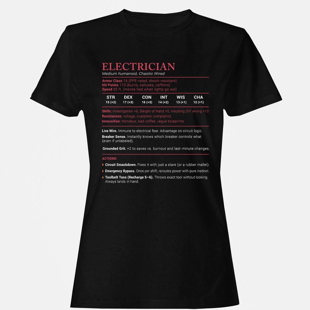 Electrician Stats Women's T-Shirt - Black - 1