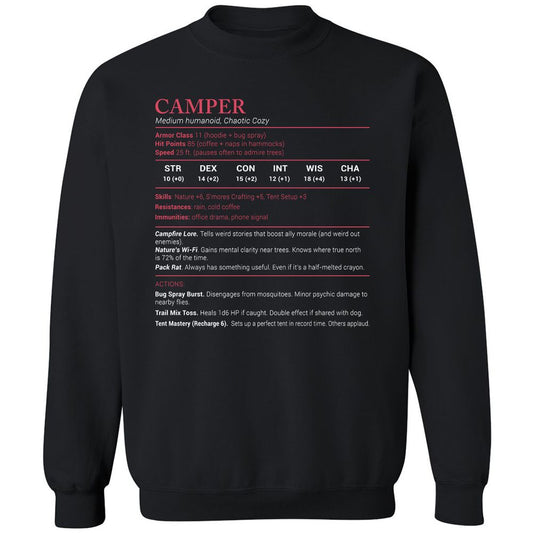 Camper Stats Classic Unisex Sweatshirt - Black - 1